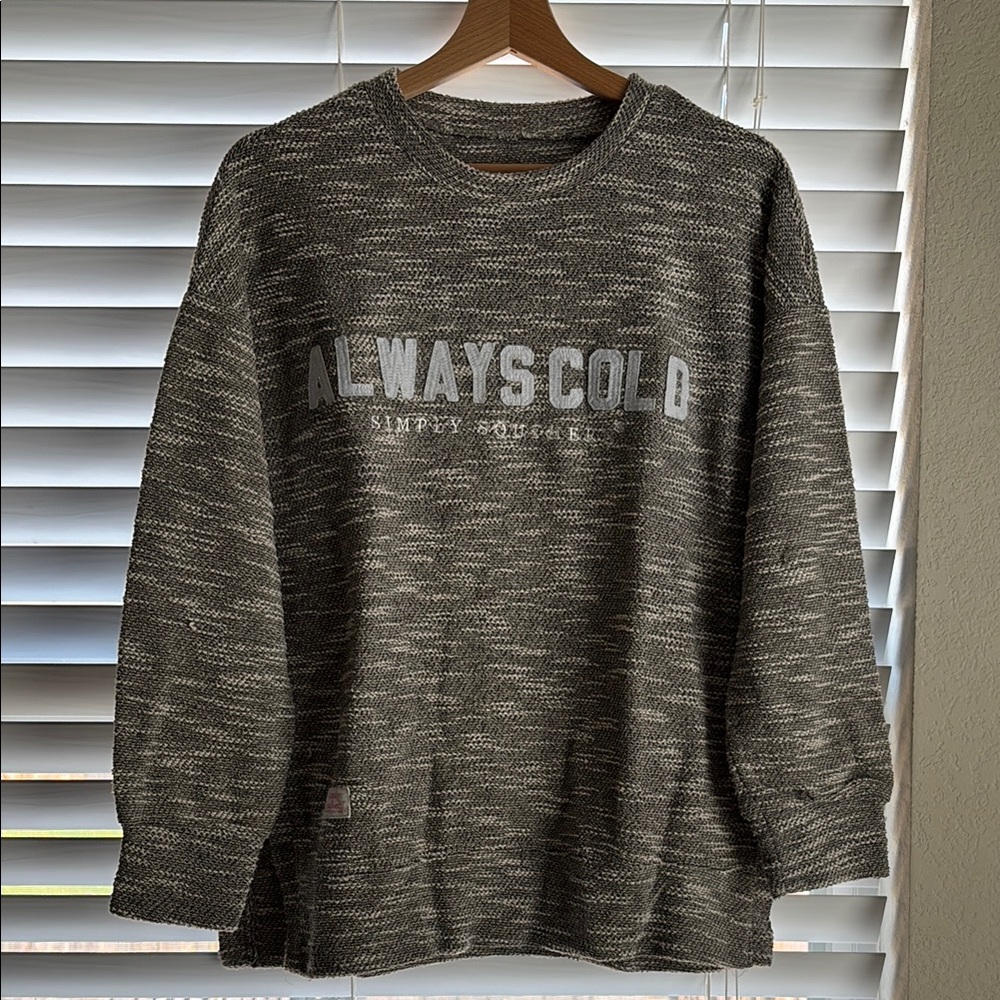 Always Gray Crewneck Sweater with Bold Chest Print